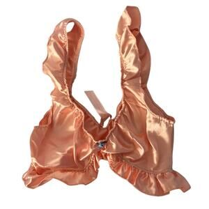 Dolls Kill Sugar Thrillz Satin Bralette Intimate Bra With Ruffle Trim Size: XXS